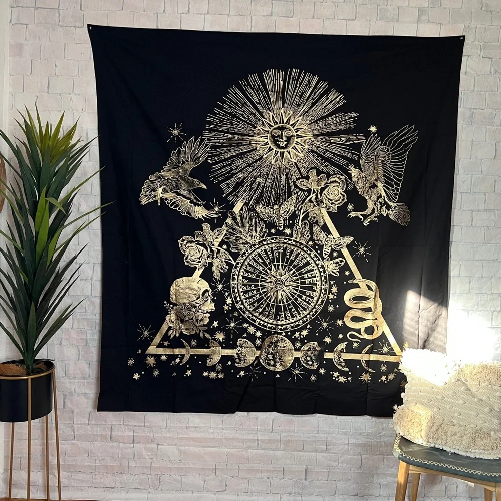 Urban Outfitters Black and Gold Tapestry